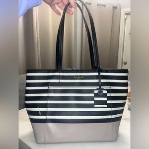 Kate Spade black white striped purse